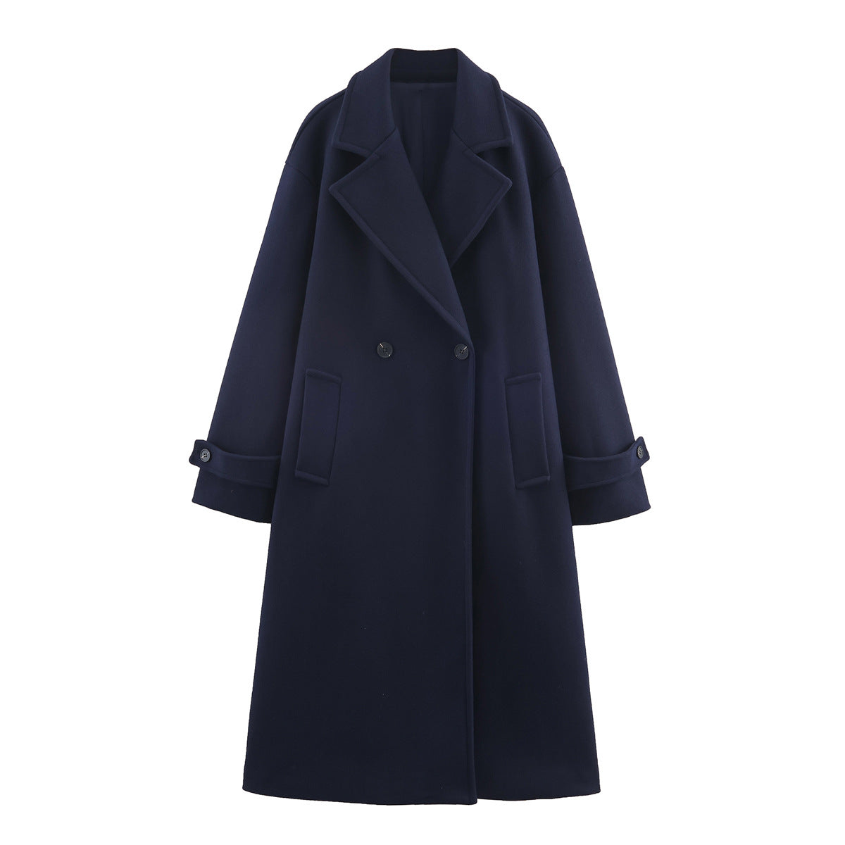 Damen Oversize Mantel mit breitem Revers und Doppelreiher - J&B - 9 - Jasminaboutique.com