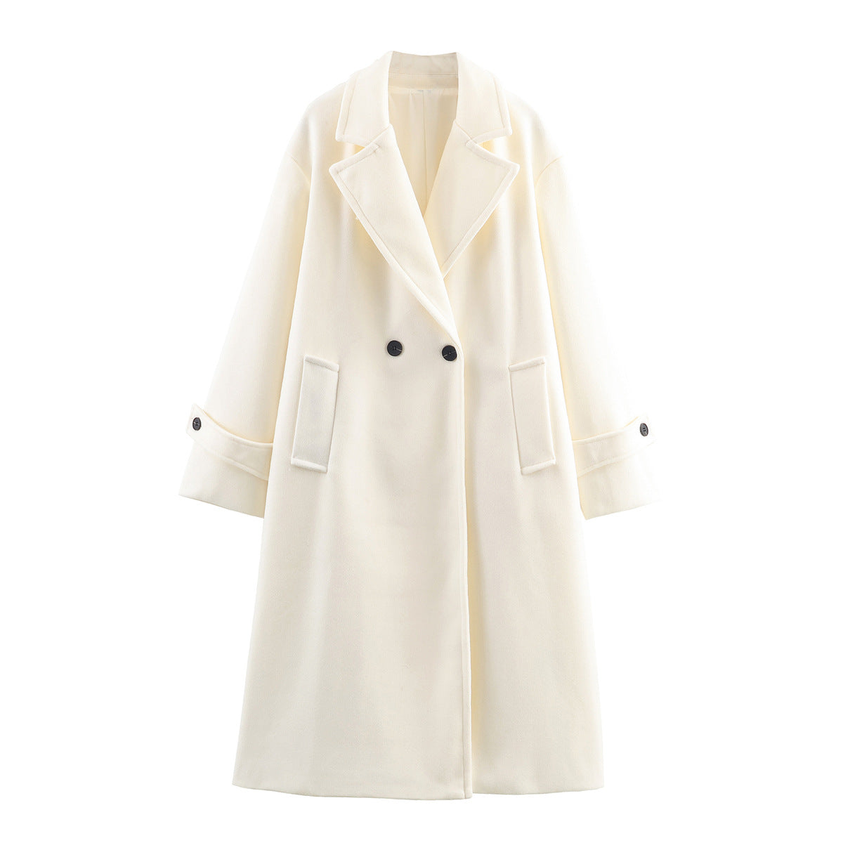 Damen Oversize Mantel mit breitem Revers und Doppelreiher - J&B - 10 - Jasminaboutique.com