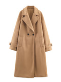 Damen Oversize Mantel mit breitem Revers und Doppelreiher - J&B - 11 - Jasminaboutique.com