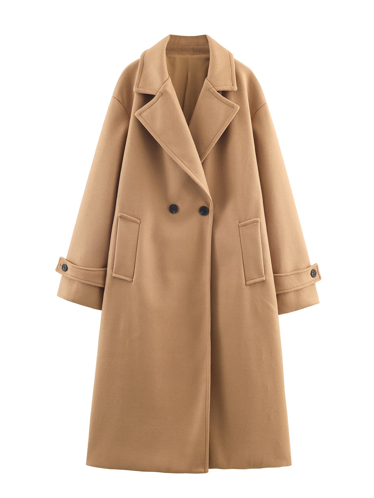 Damen Oversize Mantel mit breitem Revers und Doppelreiher - J&B - 11 - Jasminaboutique.com