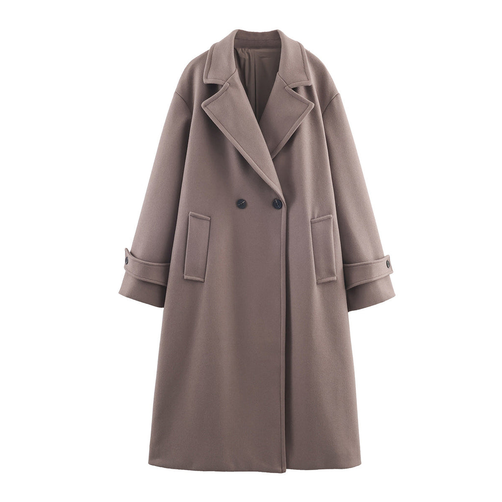 Damen Oversize Mantel mit breitem Revers und Doppelreiher - J&B - 13 - Jasminaboutique.com