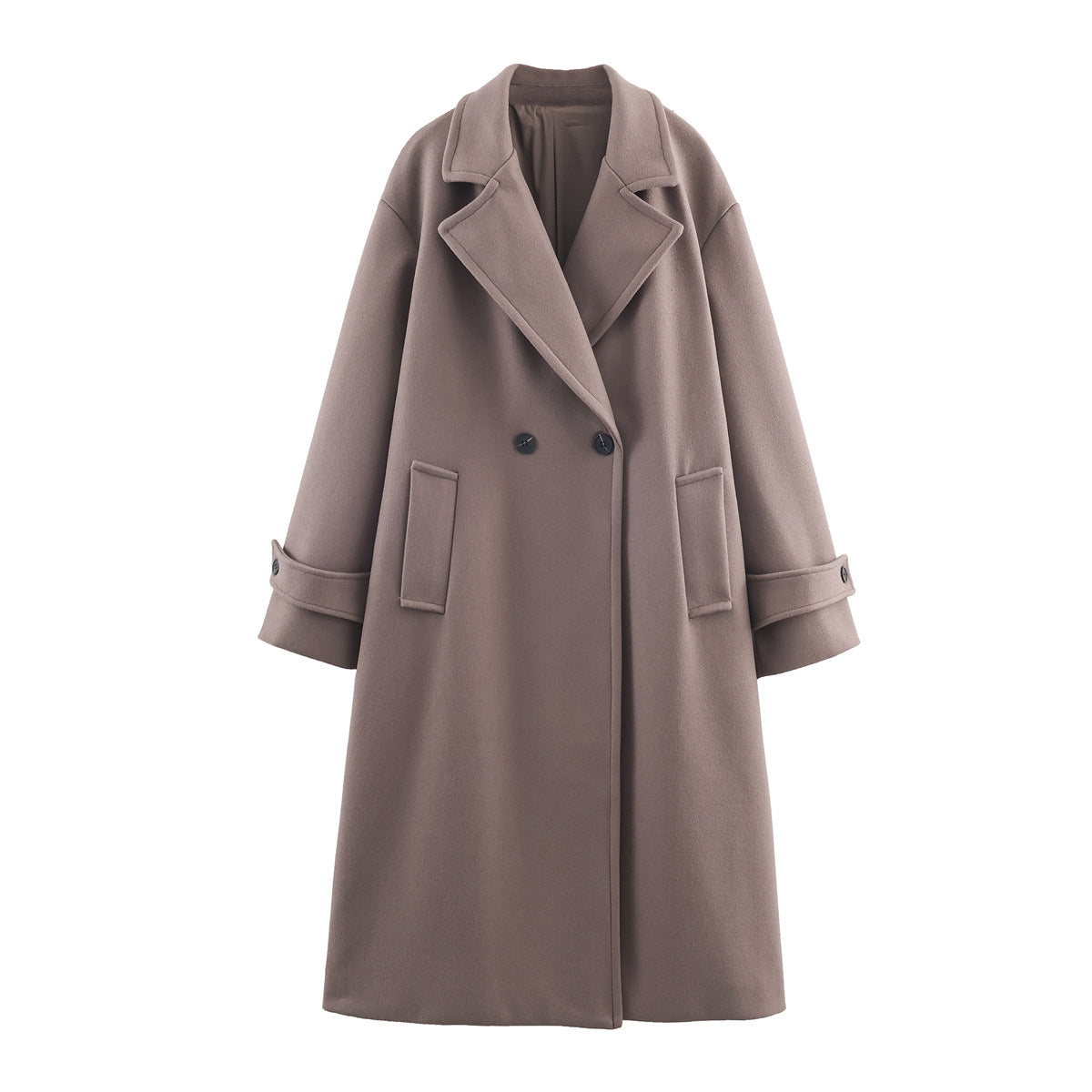 Damen Oversize Mantel mit breitem Revers und Doppelreiher - J&B - 13 - Jasminaboutique.com