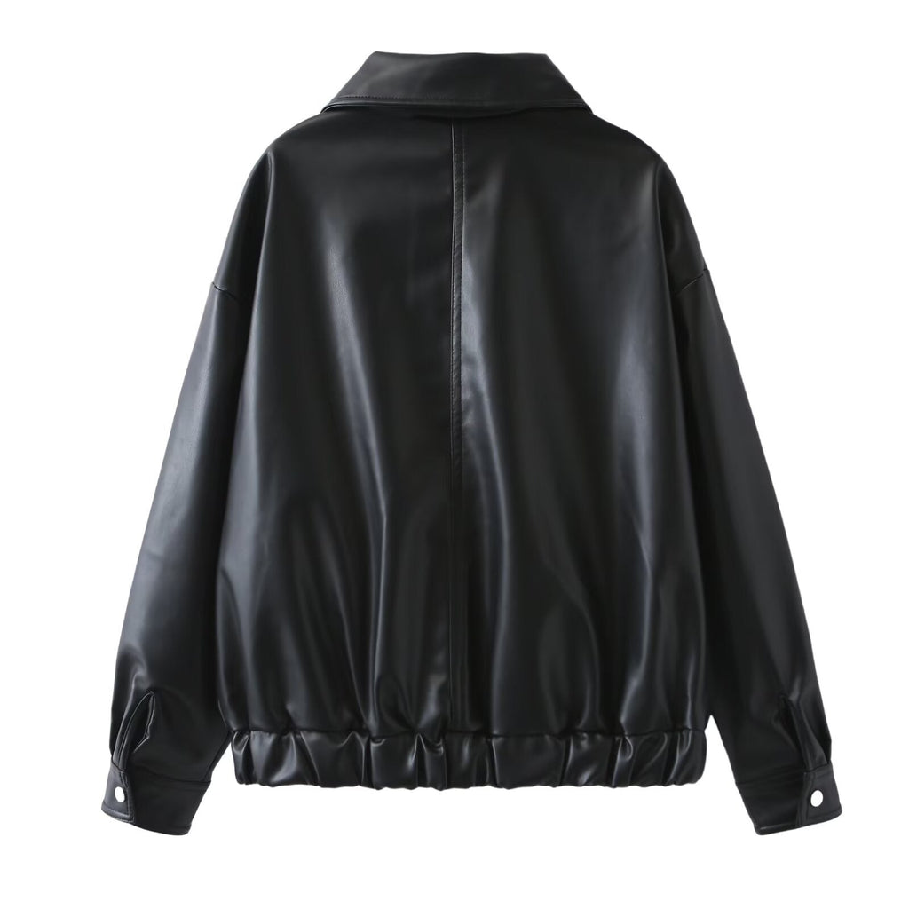 Damen Oversized Bomberjacke mit elastischem Bund und Pattentaschen - J&B - 3 - Jasminaboutique.com