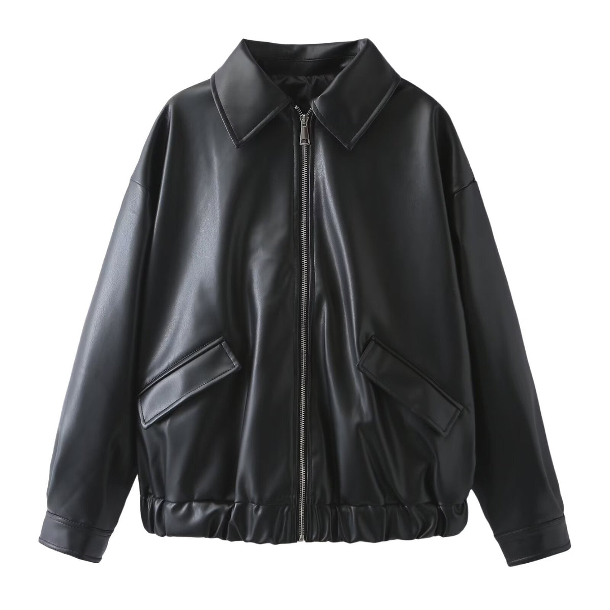 Damen Oversized Bomberjacke mit elastischem Bund und Pattentaschen - J&B - 5 - Jasminaboutique.com