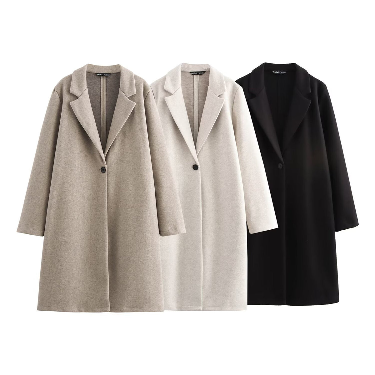Damen Longline-Mantel mit Reverskragen und Ein-Knopf-Verschluss - J&B - 5 - Jasminaboutique.com