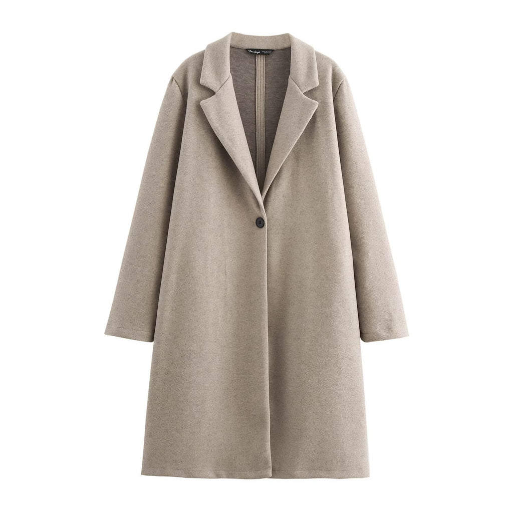 Damen Longline-Mantel mit Reverskragen und Ein-Knopf-Verschluss - J&B - 8 - Jasminaboutique.com