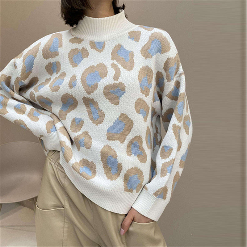 Damen Oversize Pullover mit hohem Rollkragen und modischem Muster - J&B - 1 - Jasminaboutique.com