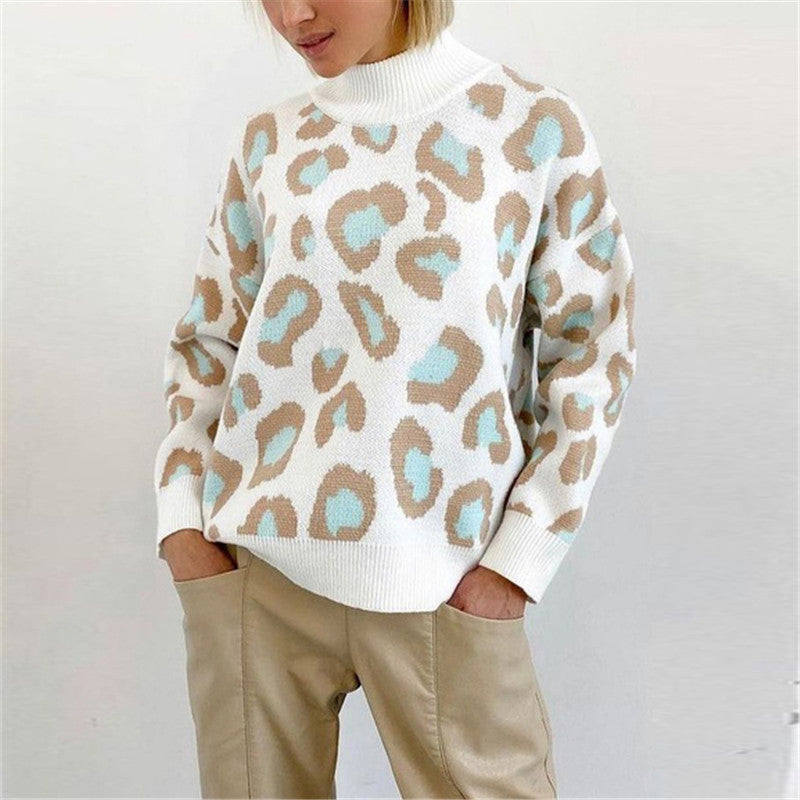 Damen Oversize Pullover mit hohem Rollkragen und modischem Muster - J&B - 2 - Jasminaboutique.com