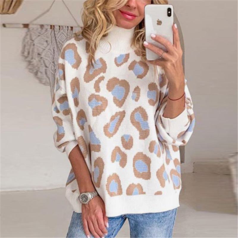 Damen Oversize Pullover mit hohem Rollkragen und modischem Muster - J&B - 4 - Jasminaboutique.com