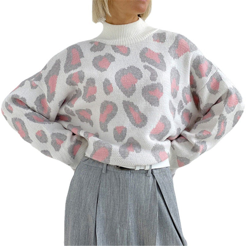 Damen Oversize Pullover mit hohem Rollkragen und modischem Muster - J&B - 5 - Jasminaboutique.com