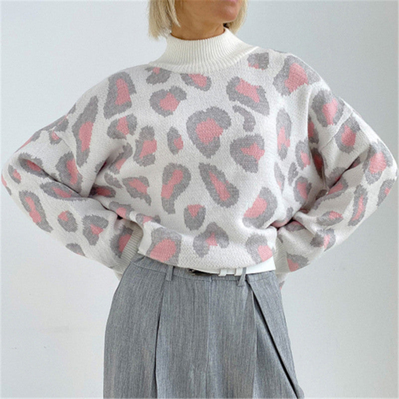 Damen Oversize Pullover mit hohem Rollkragen und modischem Muster - J&B - 7 - Jasminaboutique.com