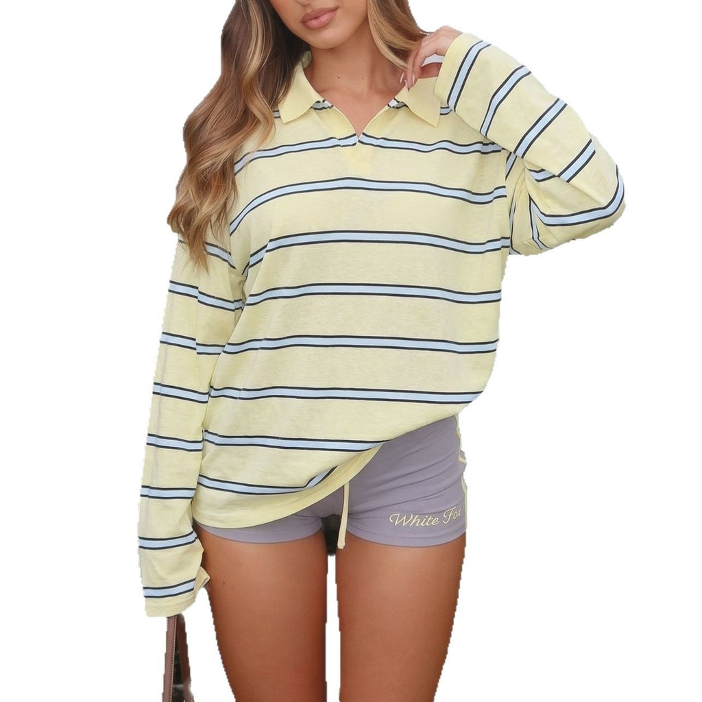 Damen Oversize-Poloshirt mit langen Ärmeln und sportlichem Schnitt - J&B - 5 - Jasminaboutique.com