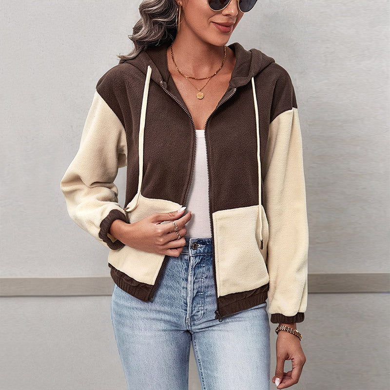 Damen Fleecejacke mit Kapuze und Reißverschluss - J&B - 3 - Jasminaboutique.com