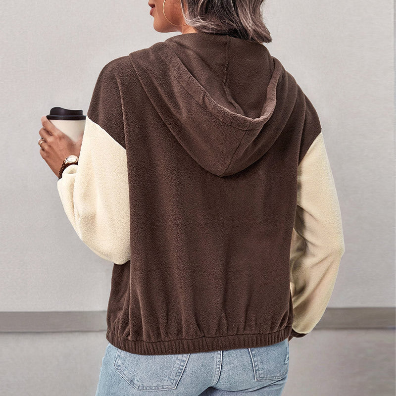 Damen Fleecejacke mit Kapuze und Reißverschluss - J&B - 4 - Jasminaboutique.com