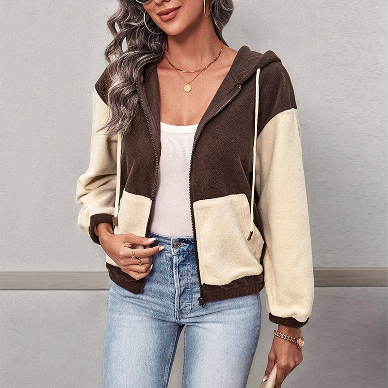 Damen Fleecejacke mit Kapuze und Reißverschluss - J&B - 6 - Jasminaboutique.com