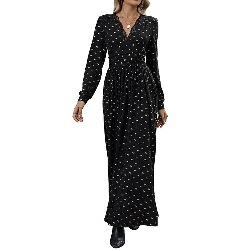 Maxikleid Damen mit V-Ausschnitt und schmaler Taillierung - J&B - 5 - Jasminaboutique.com