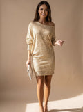 Mini Kleid Damen mit Off-Shoulder Schnitt und funkelndem Design - J&B - 1 - Jasminaboutique.com
