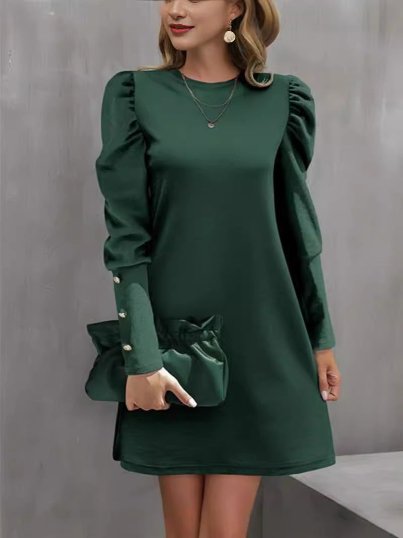 Damen Etuikleid mit Puffärmeln und Perlenmanschetten - J&B - 8 - Jasminaboutique.com
