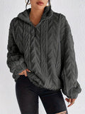 Damen Oversized-Pullover mit hohem Kragen und Zopfmuster - J&B - 10 - Jasminaboutique.com