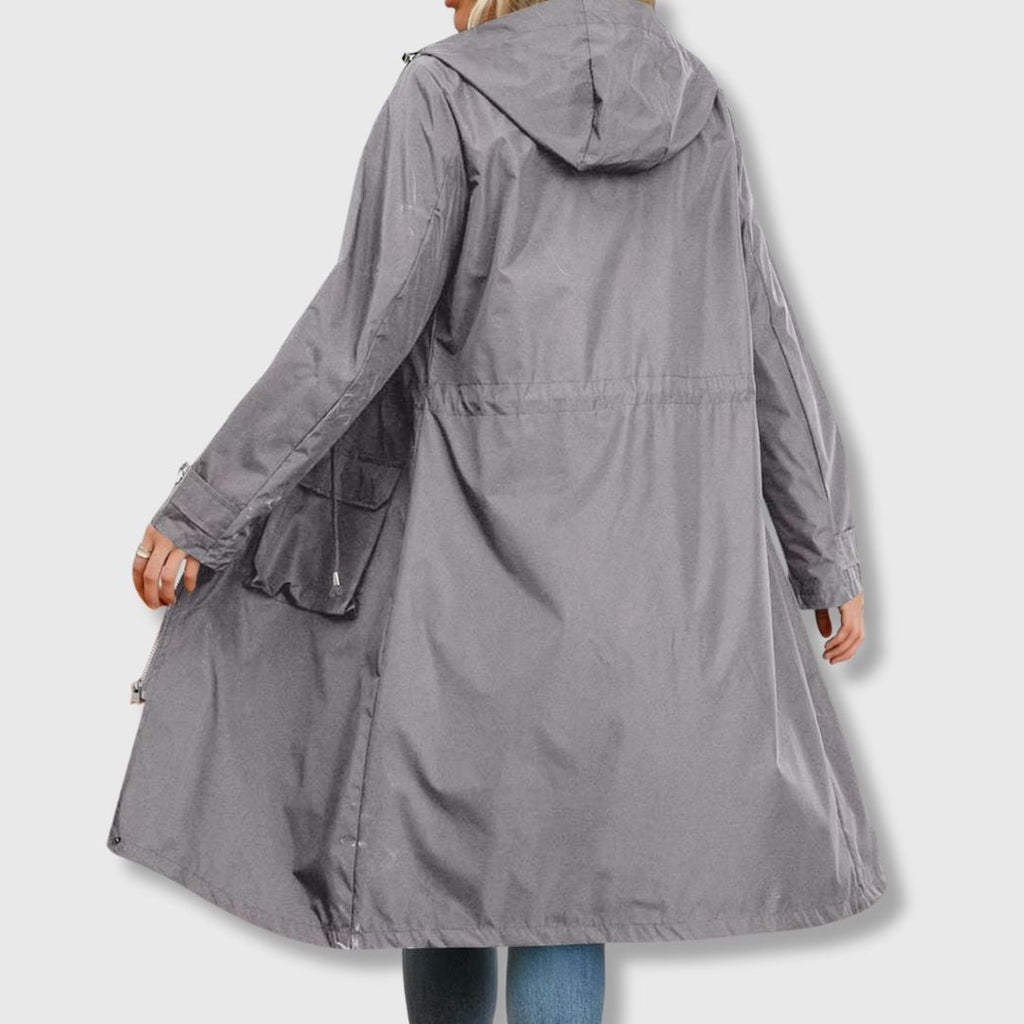 Lange Jacke Damen mit Kapuze und praktischen Taschen - J&B - 1 - Jasminaboutique.com