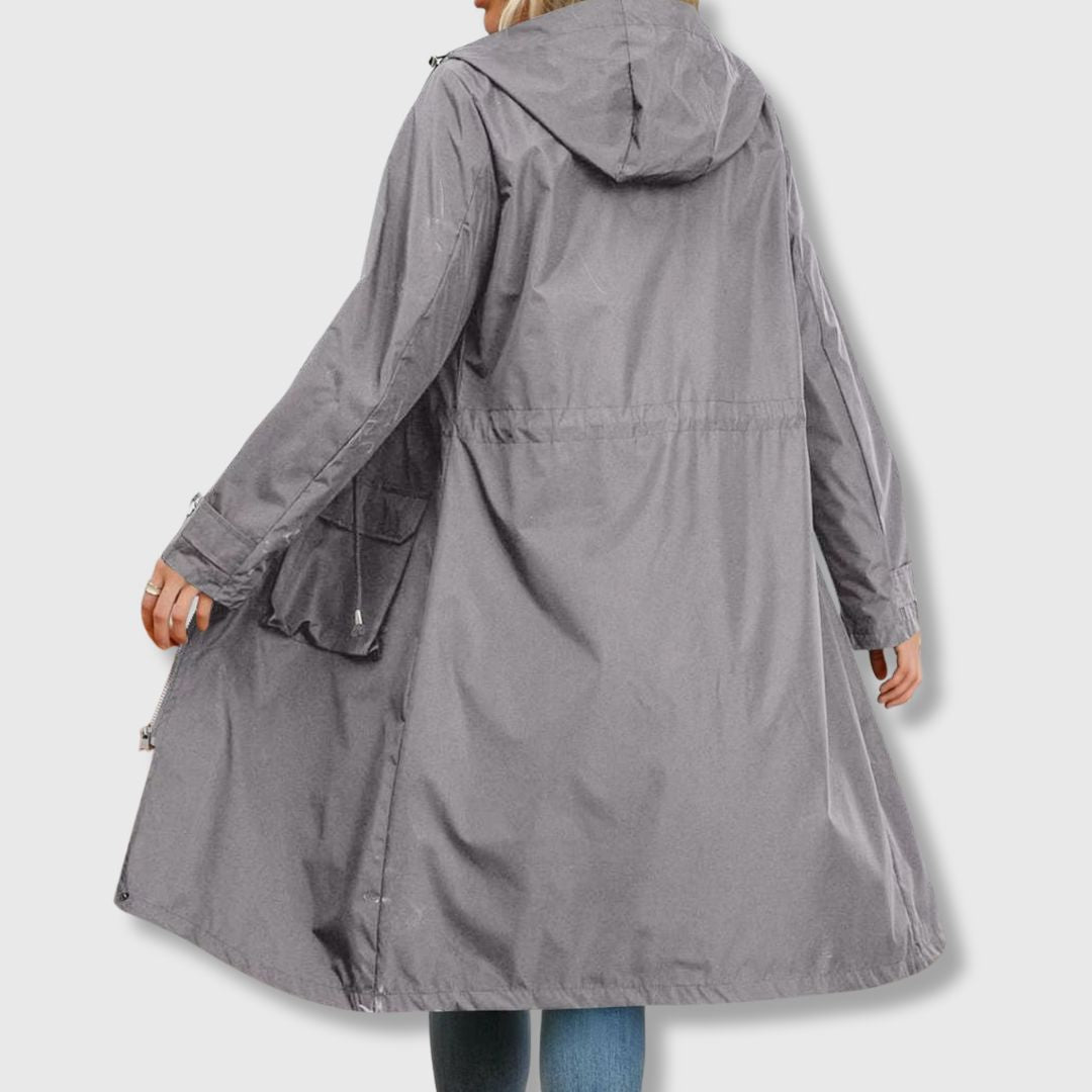 Lange Jacke Damen mit Kapuze und praktischen Taschen - J&B - 1 - Jasminaboutique.com