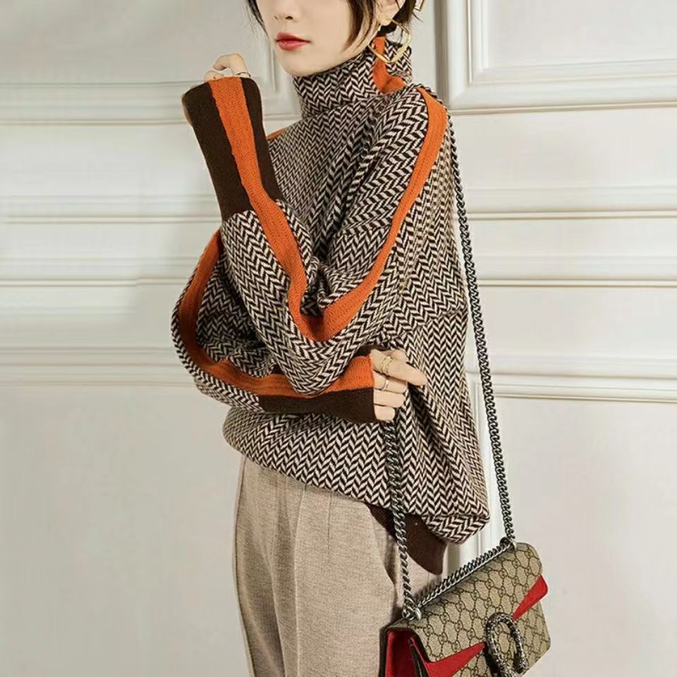 Pullover Damen mit Rollkragen und grafischem Muster - J&B - 2 - Jasminaboutique.com