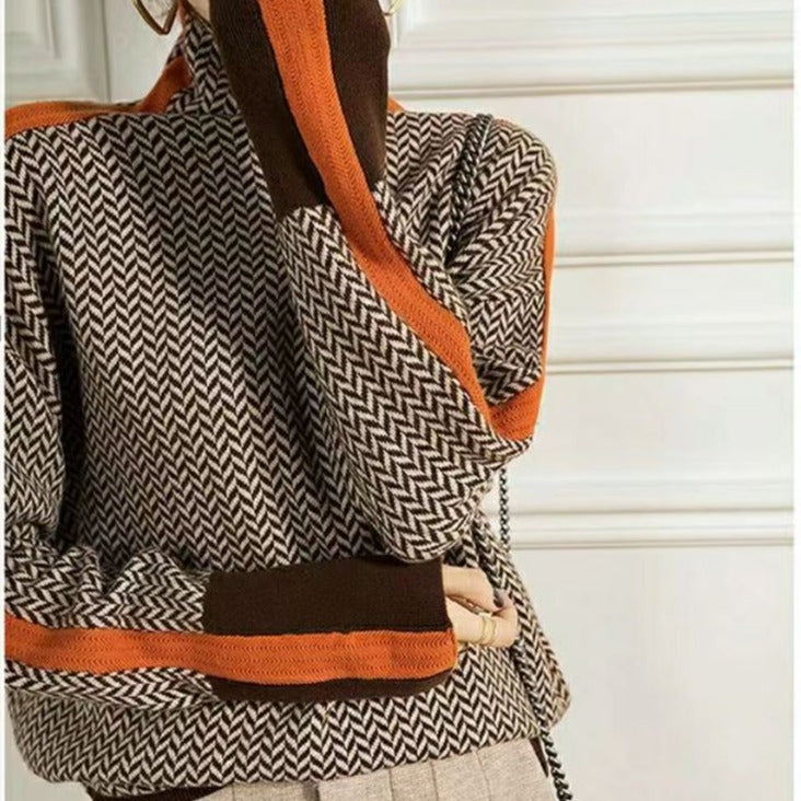 Pullover Damen mit Rollkragen und grafischem Muster - J&B - 3 - Jasminaboutique.com