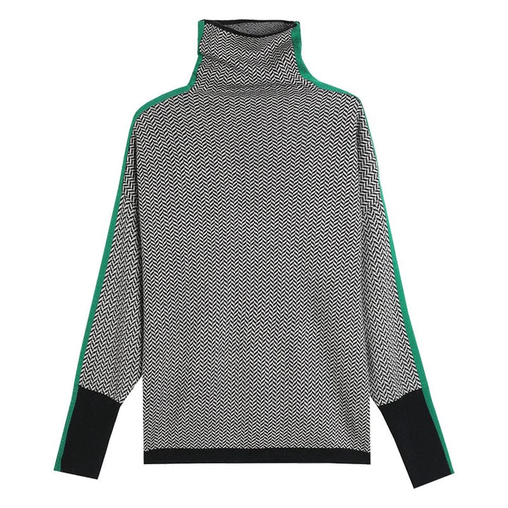 Pullover Damen mit Rollkragen und grafischem Muster - J&B - 4 - Jasminaboutique.com