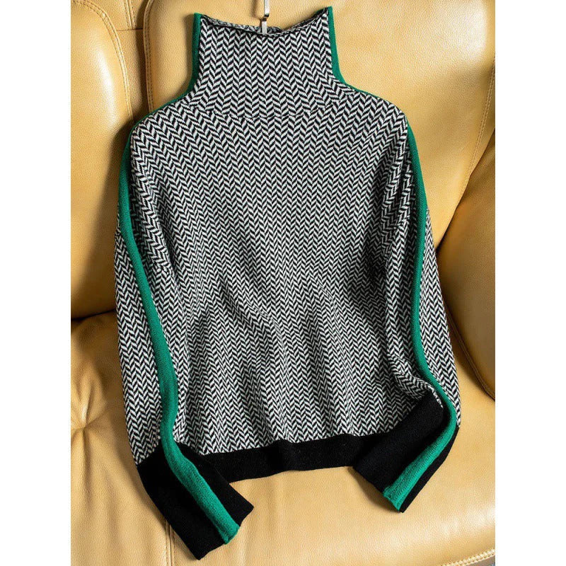 Pullover Damen mit Rollkragen und grafischem Muster - J&B - 5 - Jasminaboutique.com