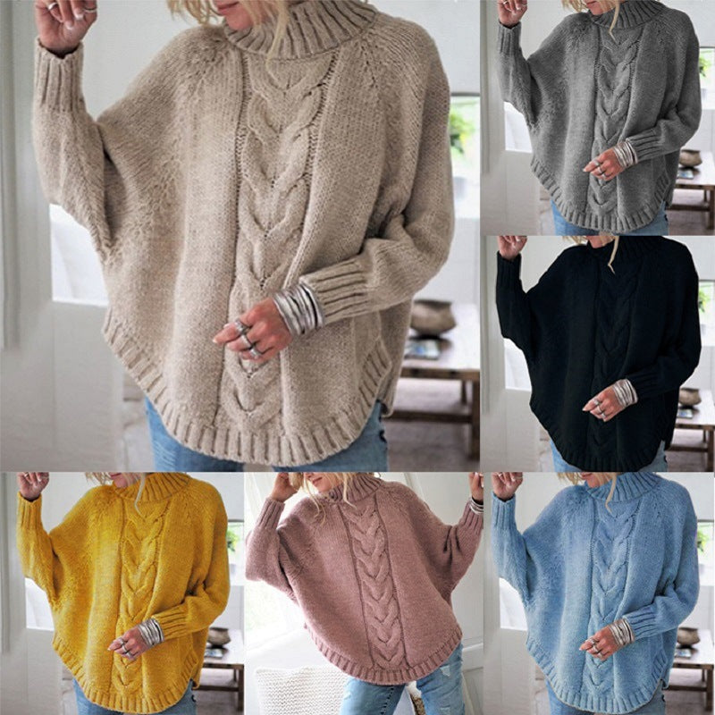 Damen Pullover mit Stehkragen und Zopfmuster - J&B - 1 - Jasminaboutique.com