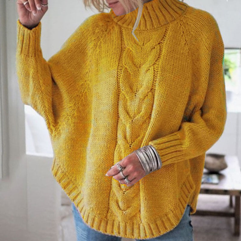 Damen Pullover mit Stehkragen und Zopfmuster - J&B - 2 - Jasminaboutique.com