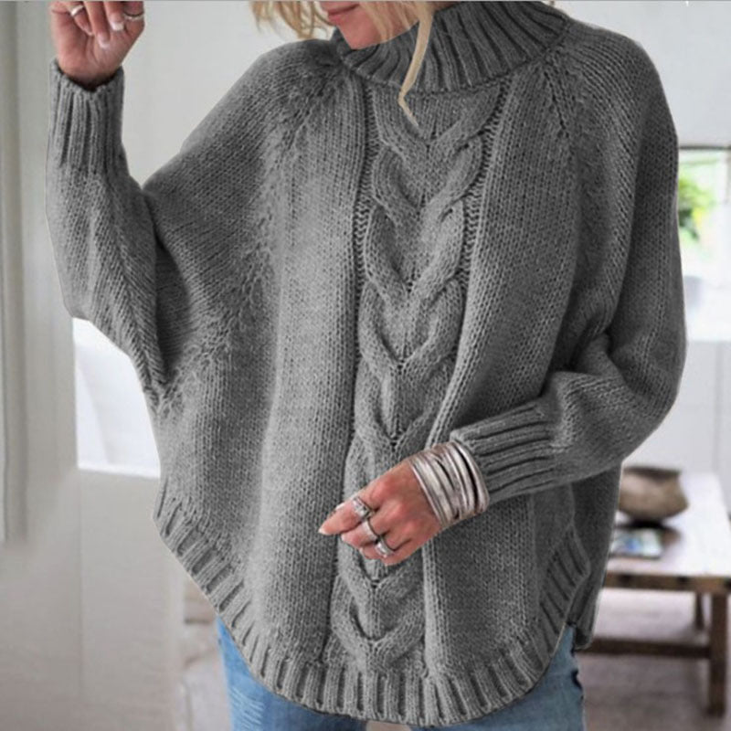 Damen Pullover mit Stehkragen und Zopfmuster - J&B - 6 - Jasminaboutique.com