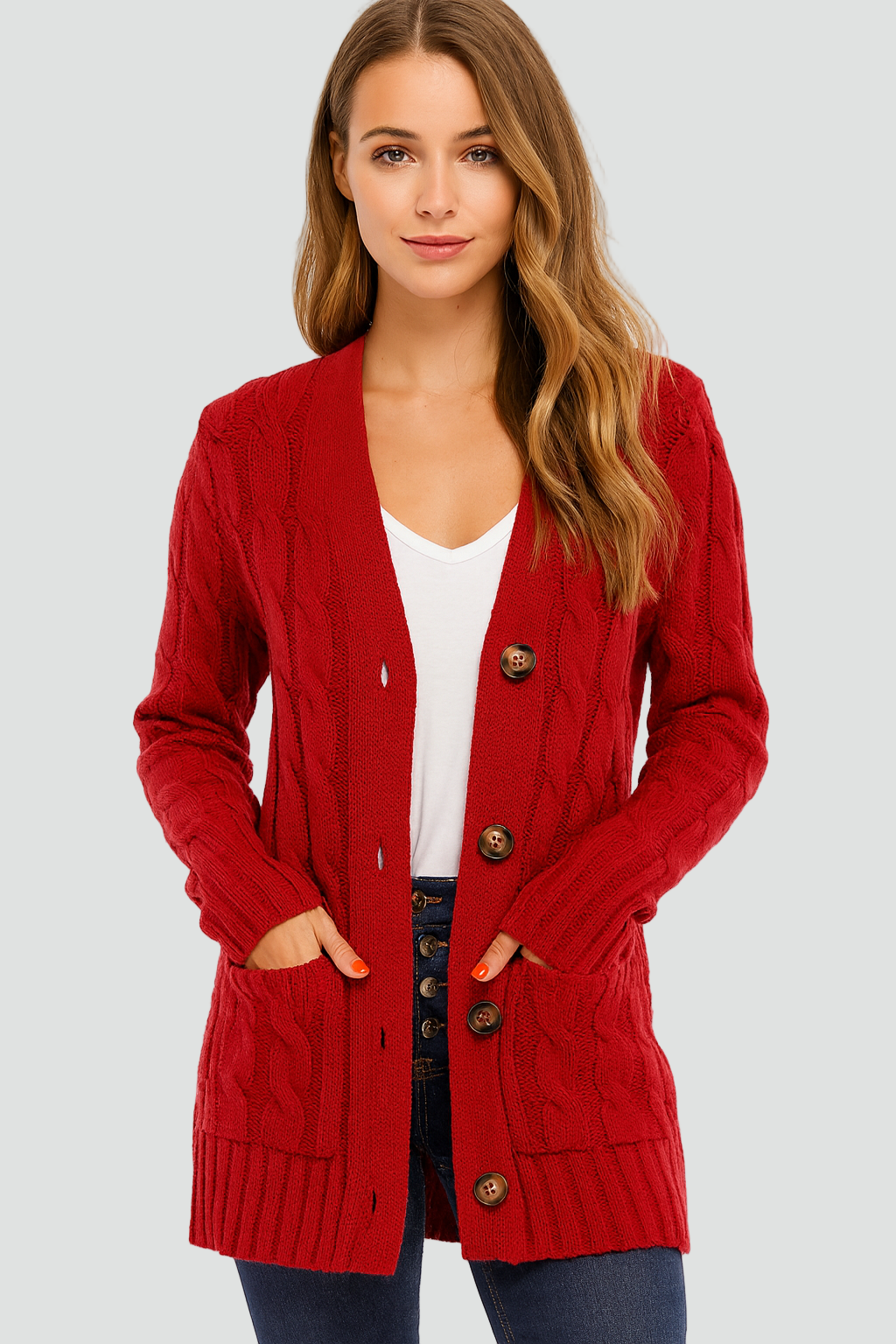 Damen Cardigan - Lässiger Schnitt mit Knopfleiste - J&B - 7 - Jasminaboutique.com