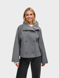 Damen Jacke - Kurzer Schnitt mit breitem Kragen und doppeltem Knopfverschluss - J&B - 1 - Jasminaboutique.com