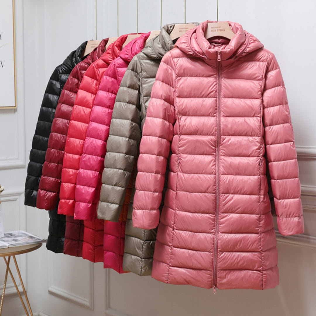 Winterjacke Damen mittellang mit Kapuze und taillierter Passform - J&B - 2 - Jasminaboutique.com