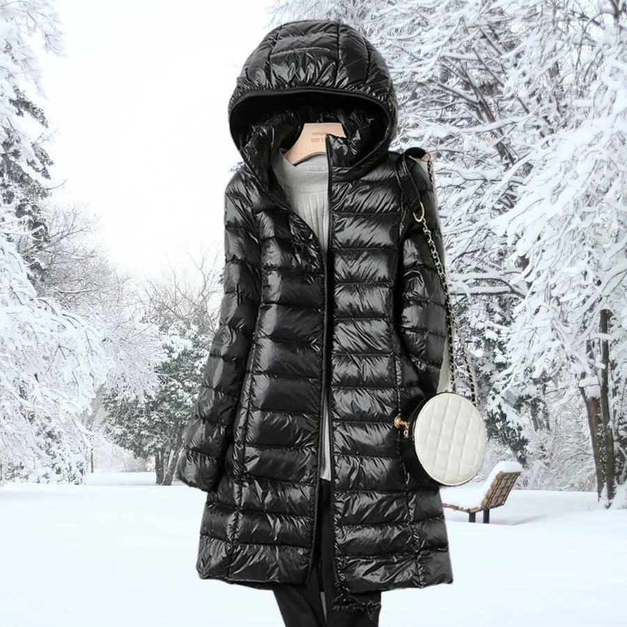 Winterjacke Damen mittellang mit Kapuze und taillierter Passform - J&B - 4 - Jasminaboutique.com