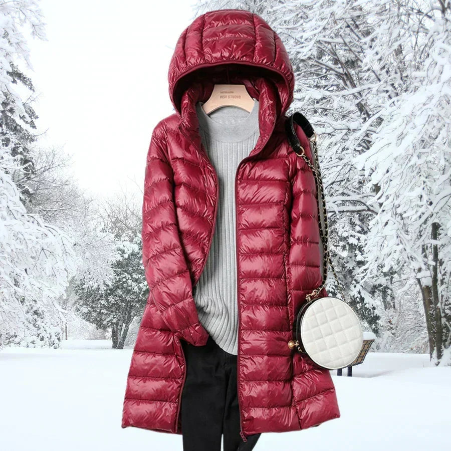 Winterjacke Damen mittellang mit Kapuze und taillierter Passform - J&B - 8 - Jasminaboutique.com