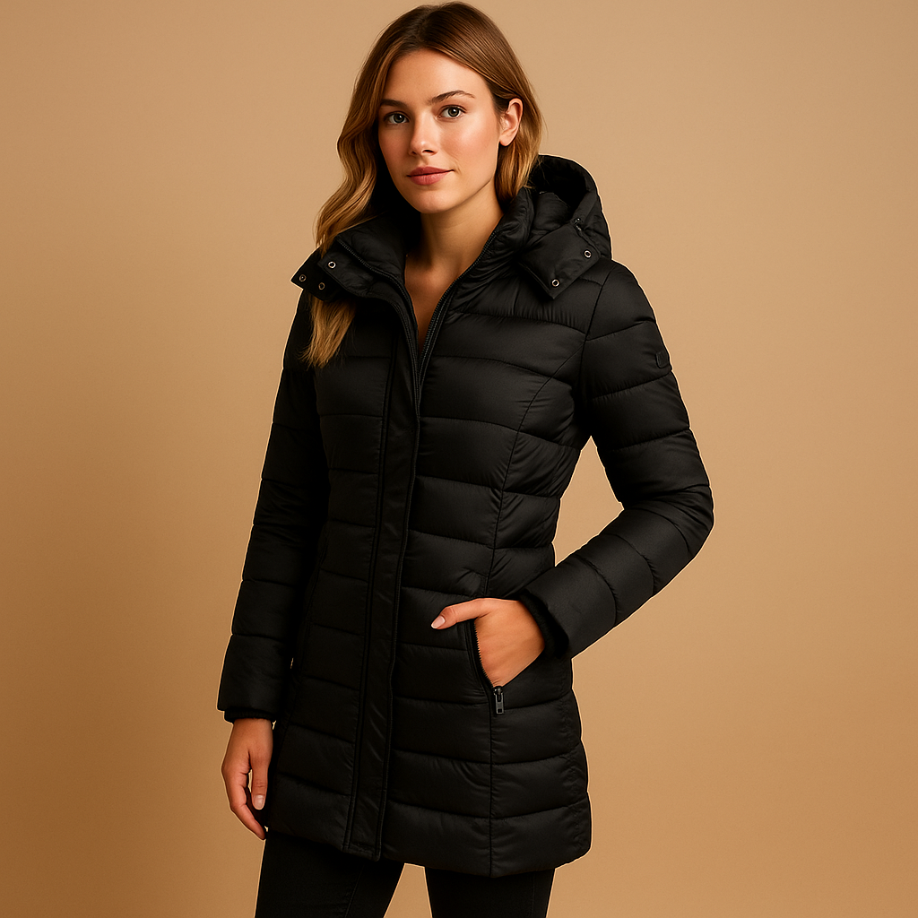 Damen Winterjacke mit Kapuze und tailliertem Schnitt - J&B - 1 - Jasminaboutique.com