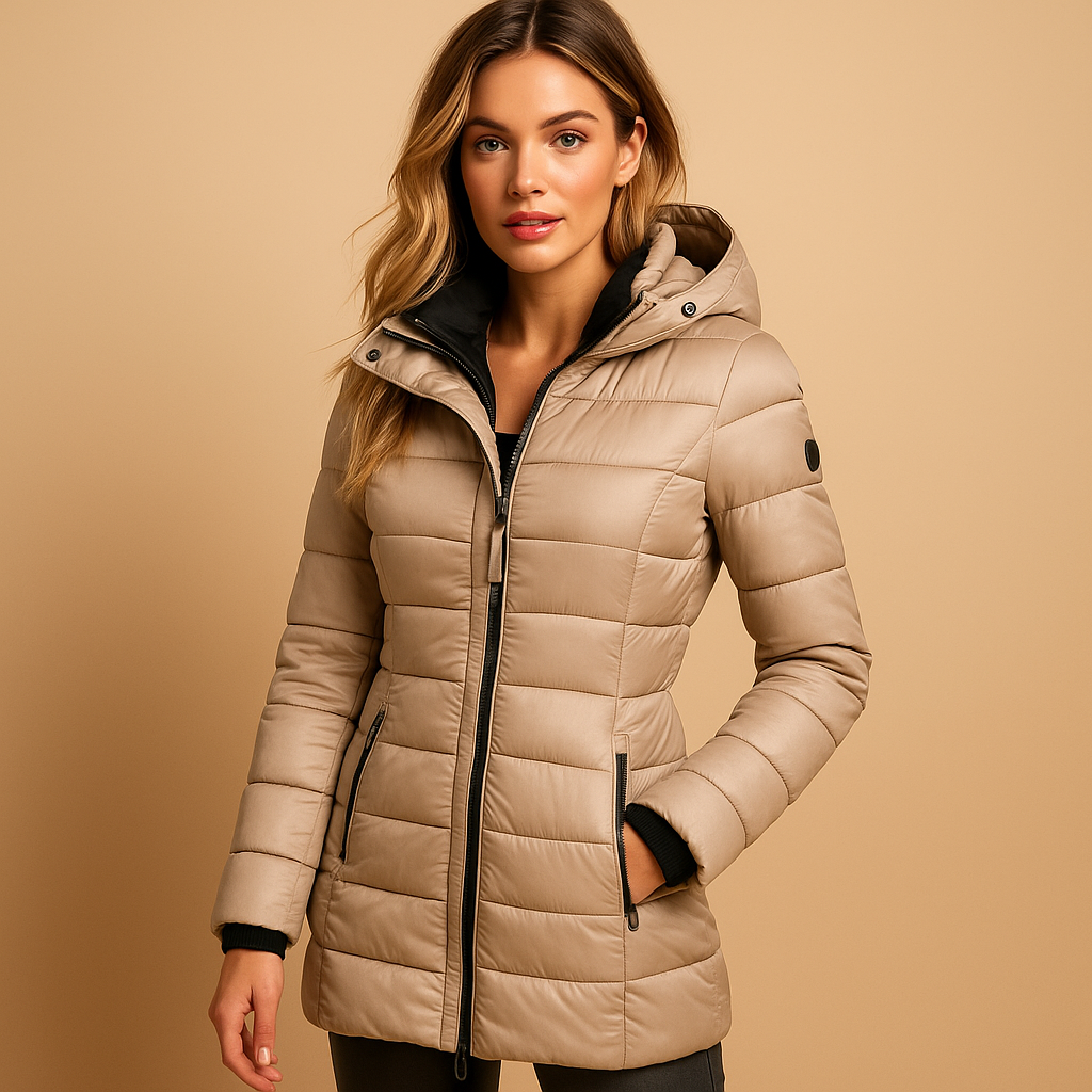 Damen Winterjacke mit Kapuze und tailliertem Schnitt - J&B - 3 - Jasminaboutique.com