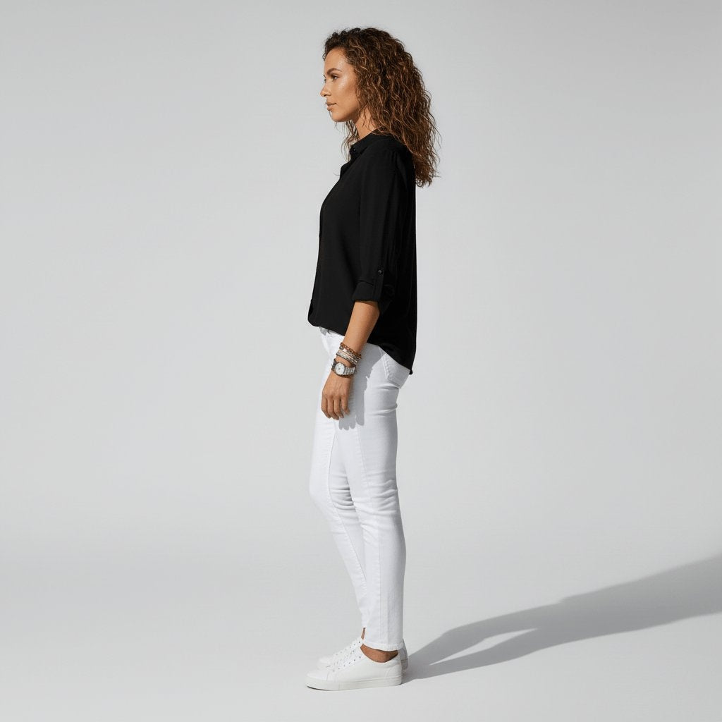 Bluse Damen mit klassischem Kragen und lässigem Schnitt - J&B - 6 - Jasminaboutique.com