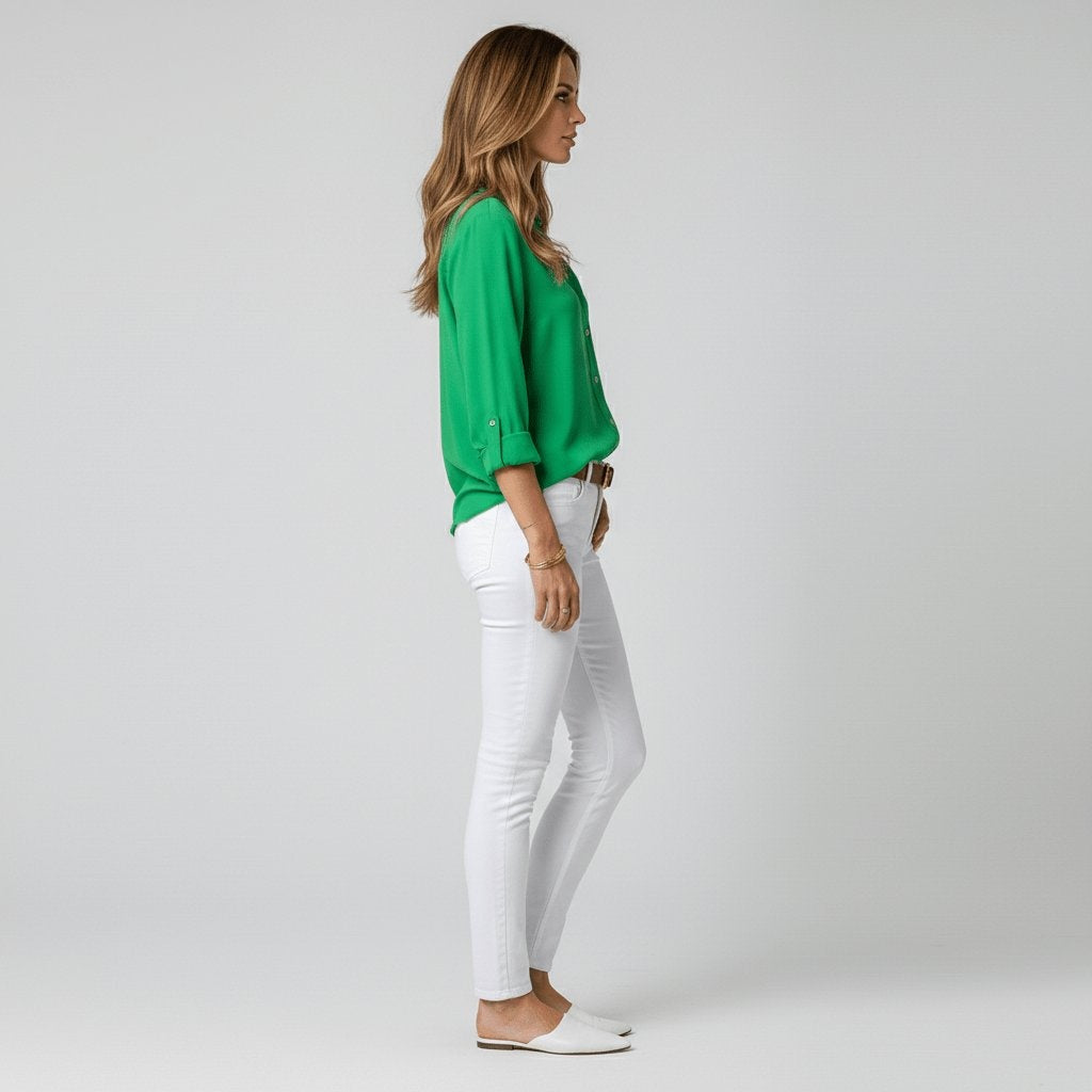 Bluse Damen mit klassischem Kragen und lässigem Schnitt - J&B - 9 - Jasminaboutique.com