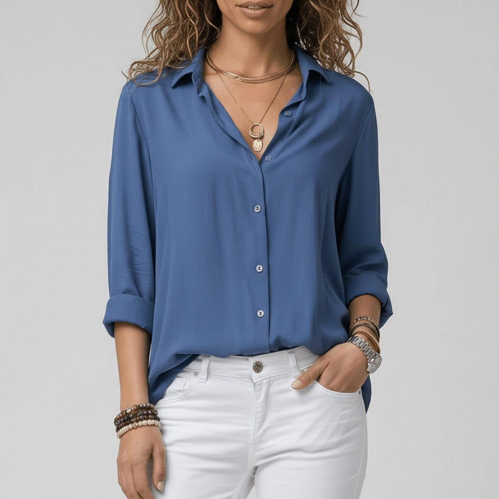 Bluse Damen mit klassischem Kragen und lässigem Schnitt - J&B - 16 - Jasminaboutique.com