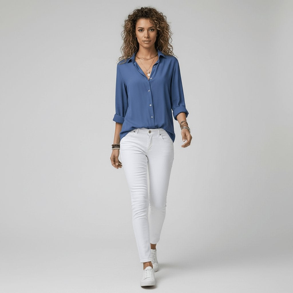 Bluse Damen mit klassischem Kragen und lässigem Schnitt - J&B - 17 - Jasminaboutique.com