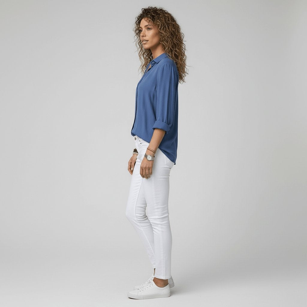Bluse Damen mit klassischem Kragen und lässigem Schnitt - J&B - 18 - Jasminaboutique.com
