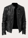 Ledermotorradjacke Herren mit klassischem Schnitt und funktionalem Reißverschluss - J&B - 7 - Jasminaboutique.com