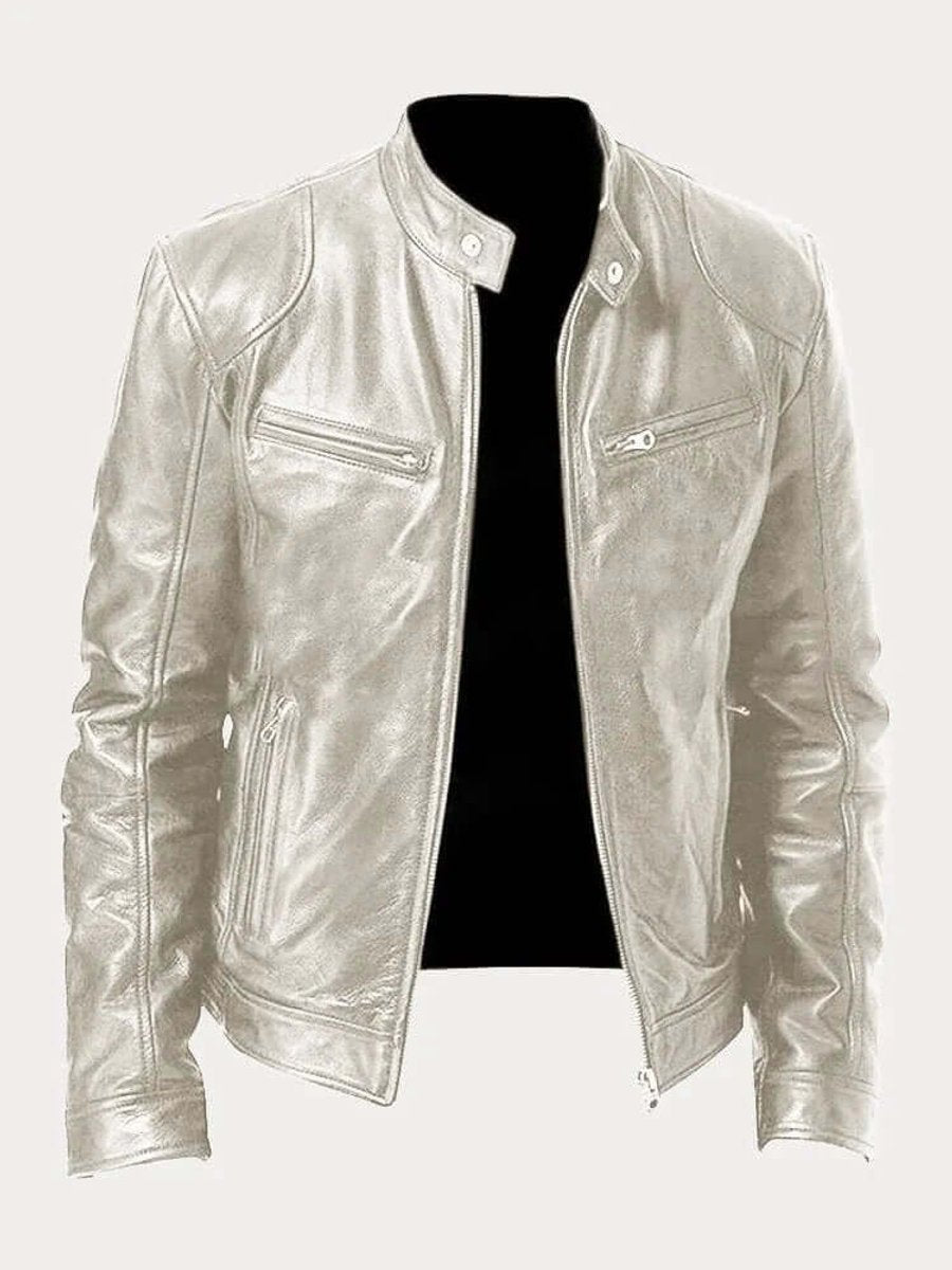 Ledermotorradjacke Herren mit klassischem Schnitt und funktionalem Reißverschluss - J&B - 15 - Jasminaboutique.com