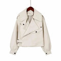 Lederjacke Damen mit weitem Schnitt und Gürtel - J&B - 1 - Jasminaboutique.com