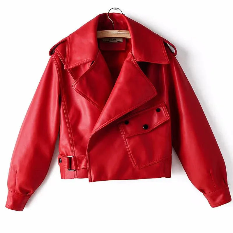 Lederjacke Damen mit weitem Schnitt und Gürtel - J&B - 3 - Jasminaboutique.com