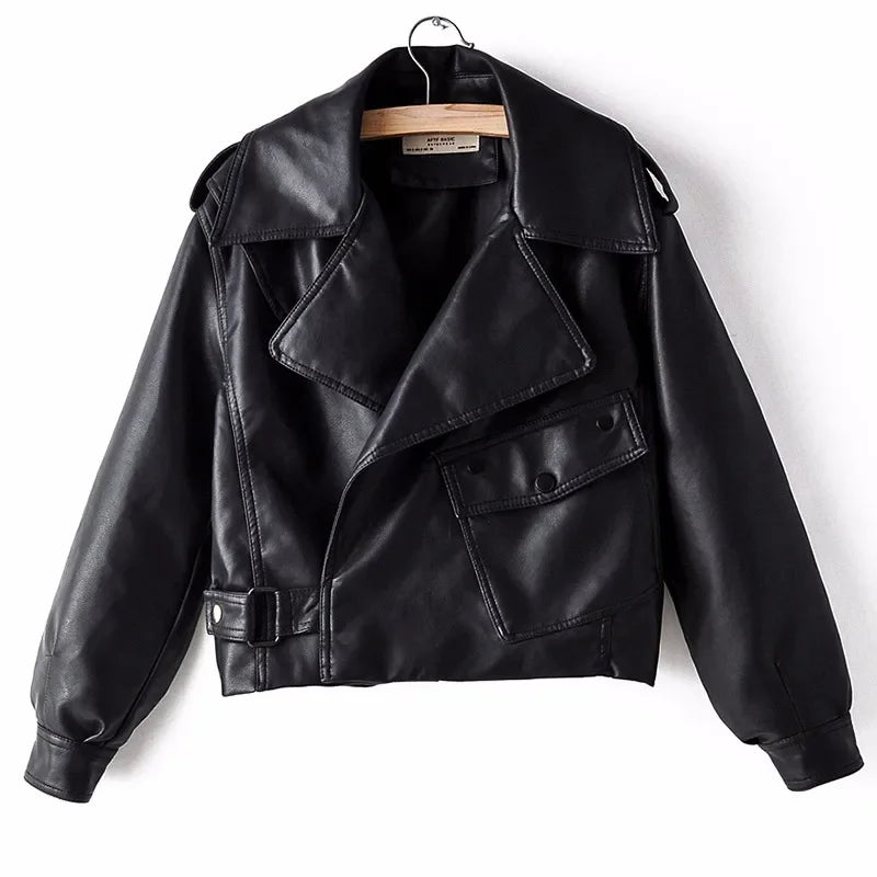 Lederjacke Damen mit weitem Schnitt und Gürtel - J&B - 7 - Jasminaboutique.com
