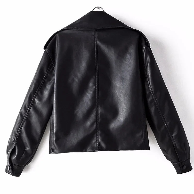 Lederjacke Damen mit weitem Schnitt und Gürtel - J&B - 8 - Jasminaboutique.com